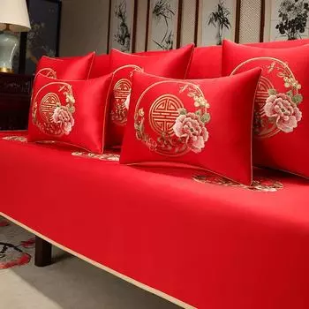 Подушка для дивана из высококачественного массива дерева, нескользящая ткань для дивана, подушка для дивана из красного дерева, полотенце для дивана Luohan, покрывало для кровати, полотенце 60*60cm синий