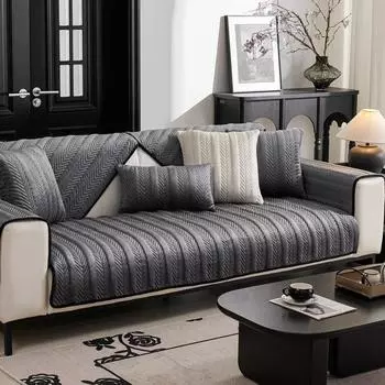 Подушка для дивана из зимнего молочного бархата, однотонный жаккардовый чехол для дивана, нескользящая утолщенная Г-образная подушка для дивана Simplicity, полотенце для рук 70x70