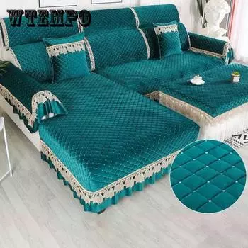 Подушка для дивана, комбинированный чехол для дивана, четыре сезона, обычная ткань, нескользящая подушка, китайский универсальный чехол для дивана 90x90cm темно-зеленого