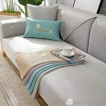 Подушка для дивана, летний нескользящий ледяной шелк, летний летний коврик, простой современный чехол для дивана Little Daisy, тканевый чехол для гостиной 50*70cm