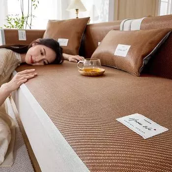 Подушка для дивана, летняя нескользящая ткань для чехла на диван, ледяной шелк, коврик из ротанга, подушка для сиденья дивана 60*60cm