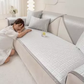 Подушка для дивана, летняя подушка из ледяного шелка, летний коврик, нескользящий кожаный чехол для дивана, летний коврик из ротанга, чехол для ледяной подушки, ткань, цельный кусок 60*60cm