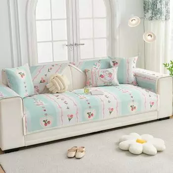 Подушка для дивана Little Rabbit Ice Silk, летняя скандинавская простая нескользящая подушка для дивана, чехол для дивана с мультяшным принтом, классный коврик для дивана 70x70cm 1pcs