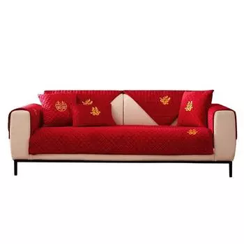 Подушка для дивана на свадьбу с красным иероглифом «привет» Полотенце для дивана из красного голландского бархата Чехол для дивана на китайский Новый год 70*70cm