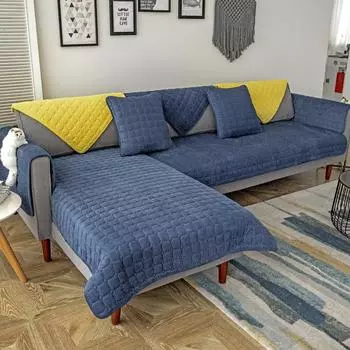 Подушка для дивана на все времена года, ткань, кожа, нескользящая подушка для сиденья Nordic, зимний плюшевый чехол, чехол для спинки, полный чехол 70*70