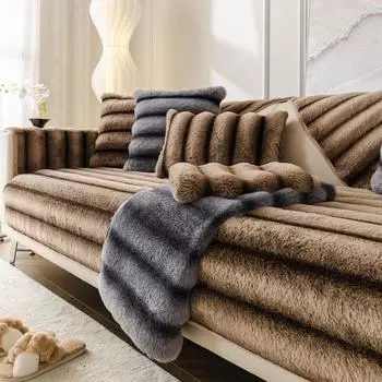 Подушка для дивана осень и зима, прямой ряд, утолщенная плюшевая зимняя подушка с кроликом Майяра, нескользящая высококачественная ткань 70*70cm