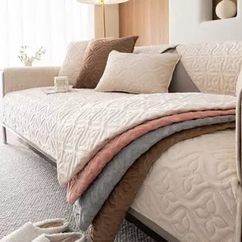 Подушка для дивана осень и зима утолщенная плюшевая подушка для дивана с вышивкой Плюшевый чехол для подушки Современная простая однотонная противоскользящая подушка 70*70cm розовый