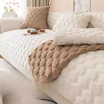 Подушка для дивана, осенне-зимняя утолщенная нескользящая подушка, кремовый, плюшевый чехол для дивана, ткань 70*70