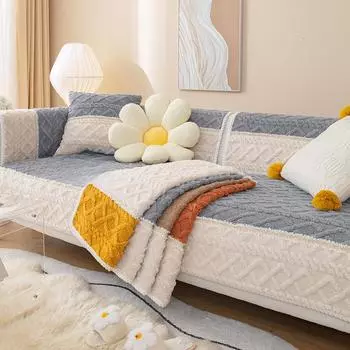 Подушка для дивана, плюшевая нескользящая подушка, универсальный чехол для четырех сезонов, зимний минималистичный кожаный чехол для дивана, универсальный универсальный тканевый чехол 70*70cm