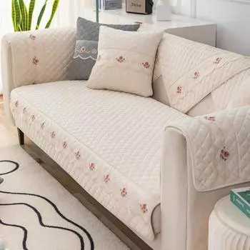 Подушка для дивана, плюшевая, нескользящая, утолщенная, чехол для дивана, фланелевый чехол для дивана, универсальный однотонный кружевной пыленепроницаемый чехол для дивана 70x70cm 1pcs