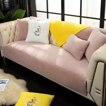 Подушка для дивана, плюшевая зимняя кожаная подушка для дивана, нескользящая, утолщенная, меховая, простая, современная, ткань для чехла 70*70cm