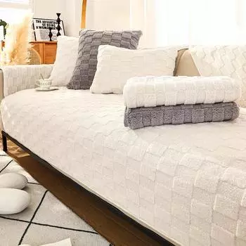 Подушка для дивана, плюшевая зимняя нескользящая простая современная подушка для гостиной, сплошной цвет, подлокотник, спинка, полотенце, чехол для дивана, ткань 70*70cm