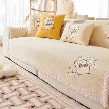 Подушка для дивана Простая современная подушка из ткани Нескользящая утолщенная наволочка для дивана Зимняя плюшевая накладка на подлокотник и спинку Полотенце 70X70