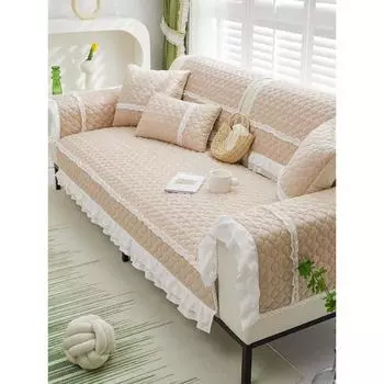 Подушка для дивана Простая ткань Современная гостиная Утолщенная Четыре сезона Универсальная полностью покрытая подушка для дивана в гостиной Нескользящий чехол 70*70cm
