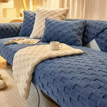 Подушка для дивана, простая зимняя противоскользящая замшевая подушка в скандинавском стиле, универсальное полотенце на спинку, зимний плюшевый чехол для дивана, чехол 70*70cm