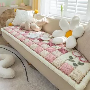 Подушка для дивана ручной работы, ковер в пасторальную клетку, нескользящий коврик, подушка для сиденья для декора гостиной, татами на все времена года 70x70cm