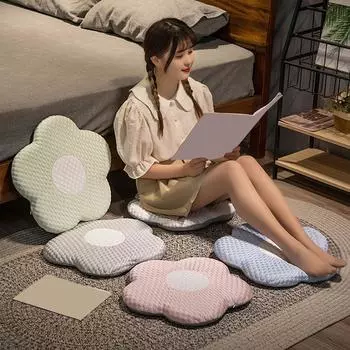Подушка для дивана с цветочным дизайном, подушка-татами для детской комнаты и дома, напольная подушка для сиденья 45X45x4 см, удобная напольная подушка белый