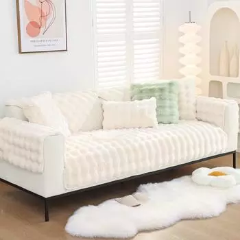 Подушка для дивана с плюшем в виде кролика, зимняя мягкая плюшевая подушка, нескользящий кожаный чехол для дивана, новый чехол, полотенце из ткани 70x70