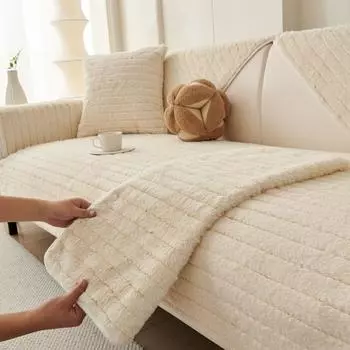 Подушка для дивана с плюшевым кроликом белого цвета, теплая и толстая, зимняя, наволочка для дивана, наволочка для спинки дивана, полотенце для гостиной, украшение для дома 70x70CM