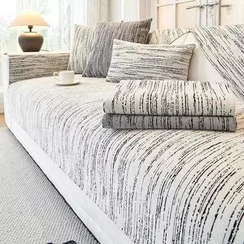 Подушка для дивана с полосатым узором из шенилла на все времена года, универсальный нескользящий чехол для дивана, новый чехол для спинки, полотенце из ткани A 70x70