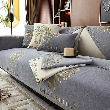 Подушка для дивана с принтом «Лесной олень», чехлы для дивана в скандинавском стиле, нескользящее современное полотенце для дивана, украшение для гостиной, роскошный чехол для сиденья 70x70cm 1pcs