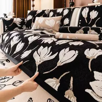 Подушка для дивана с принтом «Магнолия», устойчивый к царапинам чехол для дивана из жаккардовой синели, нескользящий универсальный защитный чехол для дивана Four Seasons 70x70