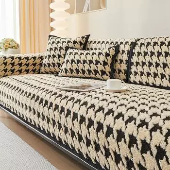 Подушка для дивана с рисунком «гусиные лапки», зимняя утолщенная флисовая подушка, новая нескользящая кожаная подушка для дивана, тканевая подушка 70*70cm