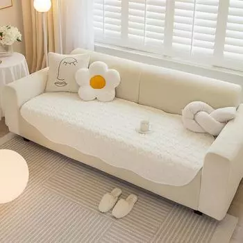 Подушка для дивана с рисунком «гусиные лапки» Утолщенная зимняя подушка специальной формы Нескользящая кожаная подушка для дивана с прямым рядом Новый тканевый чехол 90*70cm