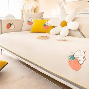 Подушка для дивана с рисунком кролика, Нескользящая утолщенная подушка для дивана, синель, чехол для дивана для гостиной, универсальный однотонный коврик 70x70cm 1pcs