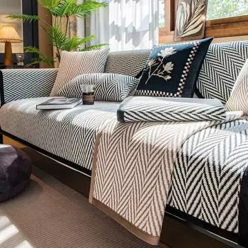 Подушка для дивана с рисунком в виде рыбьей кости, зимняя утолщенная подушка из синели, нескользящий кожаный чехол для дивана, новый чехол, полотенце 70x70cm 1pcs