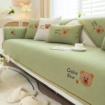 Подушка для дивана с вышивкой из мультфильма на все времена года, чехол для защиты от лыж, простой чехол для дивана, подушка для сиденья 70*70cm