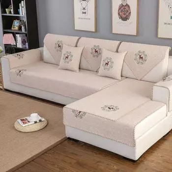 Подушка для дивана с вышивкой Lucky Deer из хлопка, кружевной чехол для дивана Four Seasons 70*70