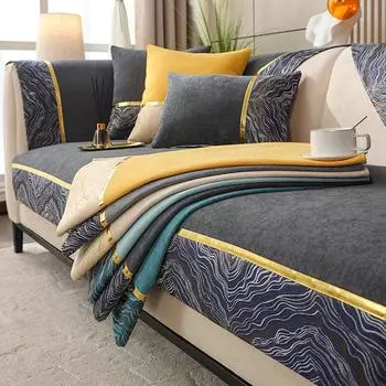 Подушка для дивана, скандинавский простой светильник, роскошная подушка для сиденья из синели, универсальный нескользящий чехол на четыре сезона, чехлы для гостиной 70*70cm