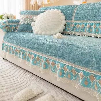 Подушка для дивана, современная утолщенная нескользящая бархатная подушка с тиснением, зимний плюшевый чехол на диван, спинка, чехол для полотенца, тканевая подушка для гостиной 70*70cm