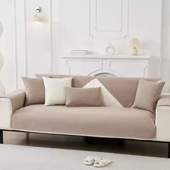 Подушка для дивана Teddy Velvet, водонепроницаемая, простая круглая пряжа, противоскользящее покрытие для дивана, полотенце, подушка с защитой от царапин и мочи 70*70cm