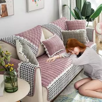 Подушка для дивана, толстая вельветовая нескользящая подушка, простой современный кожаный чехол для дивана, зимний плюшевый чехол для дивана 70X70