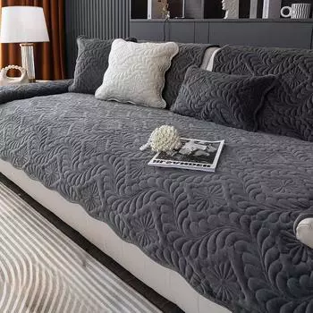 Подушка для дивана, универсальная кожа для всех сезонов, нескользящая, простая утолщенная подушка для сиденья в скандинавском стиле, зимний плюшевый чехол, полотенце на спинке 70*70cm