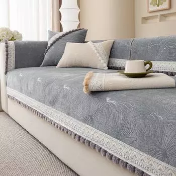 Подушка для дивана, универсальная нескользящая подушка для четырех сезонов, новая синель, доступная, роскошная, модная, элитная, кремового цвета, чехол, полотенце 70*70cm