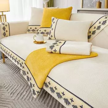 Подушка для дивана, универсальная нескользящая подушка для дивана на четыре сезона, в стиле кантри, подушка для дивана, чехол с кружевным краем, тканевое полотенце, чехол для дивана 70*70 синий