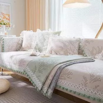 Подушка для дивана, универсальная нескользящая синель на четыре сезона, доступная, роскошная, модная, элитная, кремового цвета, чехол, полотенце 70*70cm