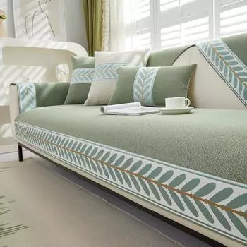 Подушка для дивана, универсальная противоскользящая лента для четырех сезонов, пылезащитный кожаный чехол для дивана, чехол на спинку, тканевый чехол с листьями 70X70