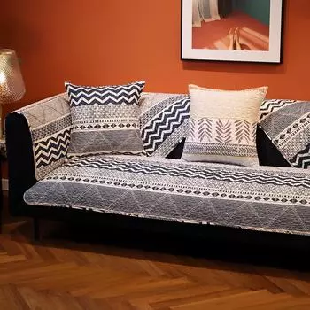 Подушка для дивана в бледную полоску, полное покрытие, нескользящая ткань, универсальный хлопковый чехол для всех сезонов, чехол для дивана для одной спальни, хлопковый чехол 70*70