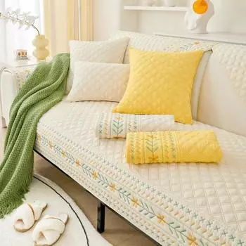 Подушка для дивана в деревенском стиле с цветочным узором, универсальный чехол для дивана из хлопка на все времена, противоскользящий и пылезащитный чехол для спинки 70x70