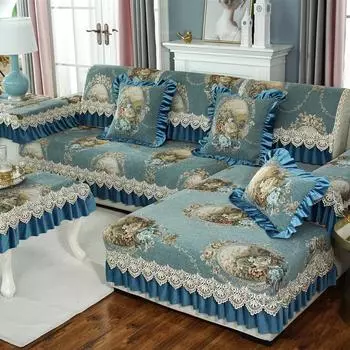 Подушка для дивана в европейском стиле, всесезонный противоскользящий чехол, утолщенная шенилловая подушка в скандинавском стиле, чехол для дивана в комплекте 70*70+18cm