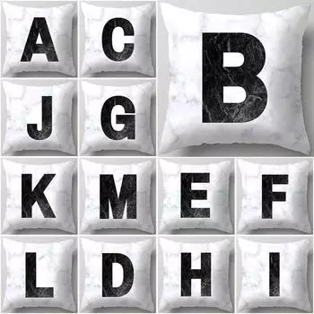 Подушка для дивана в гостиной, офисное сиденье, поясничная подушка, прикроватная подушка, простая наволочка с буквенным принтом, предметы интерьера 40x40cm