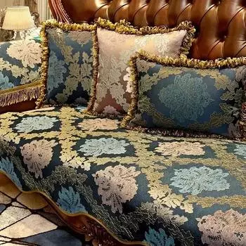 Подушка для дивана в китайском стиле, полотенце для спинки, универсальные нескользящие полотенца для дивана с волнистым краем, жаккардовый чехол для дивана 48x55cm 1pcs