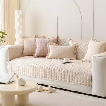 Подушка для дивана в клетку из вельвета, осенне-зимний плюшевый чехол для дивана, новый зимний теплый чехол для спинки 70*70cm