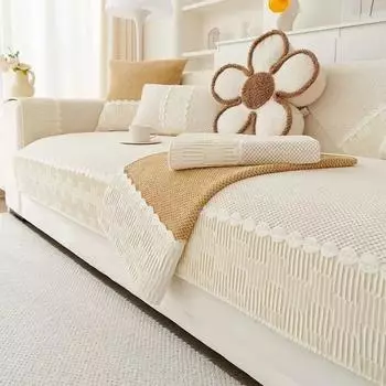 Подушка для дивана в кремовом стиле и универсальный кожаный чехол для дивана на осень и зиму, плюшевый чехол, тканевое полотенце, подушка для сиденья 70x70