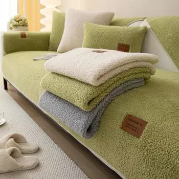 Подушка для дивана в кремовом стиле, осенне-зимняя плюшевая утолщенная нескользящая подушка для сиденья, все включено, чехол для дивана, тканевый чехол 70*70cm