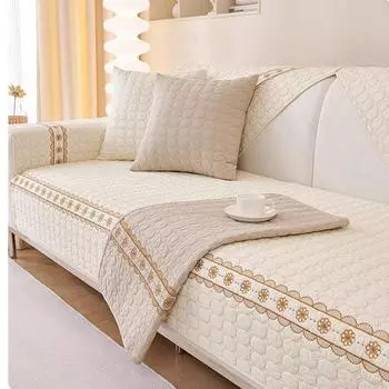 Подушка для дивана в рисово-белом стиле кремового цвета, чистый хлопок, всесезонный универсальный противоскользящий кожаный чехол для дивана, летняя подушка для дивана, простая 70*70cm